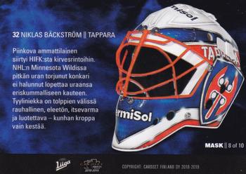 2018-19 Cardset Finland - Masks #MASK8 Niklas Bäckström Back