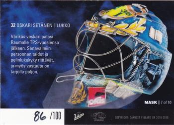 2018-19 Cardset Finland - Masks #100 #MASK7 Oskari Setänen Back