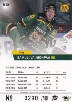 2018-19 Cardset Finland - Rookie Series 2 #RC 376 Samuli Vainionpää Back
