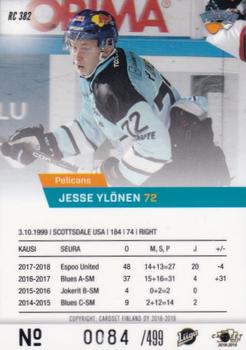 2018-19 Cardset Finland - Rookie Series 2 #RC 382 Jesse Ylönen Back