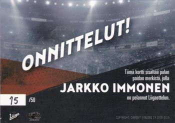 2018-19 Cardset Finland - Signature Sensation GWJ Series 2 Exchange #NNO Jarkko Immonen Back