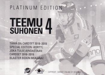 2018-19 Cardset Finland - Limited Edition Series 2 #NNO Teemu Suhonen Back