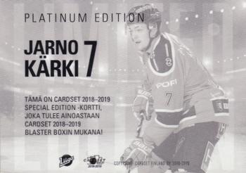 2018-19 Cardset Finland - Limited Edition Series 2 #NNO Jarno Kärki Back