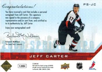 2007-08 Upper Deck Toronto Spring Expo Priority Signings #PS-JC Jeff Carter Back