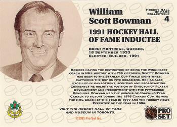 1991-92 Pro Set - 1991 NHL Hall of Fame Induction #4 William Scott Bowman Back
