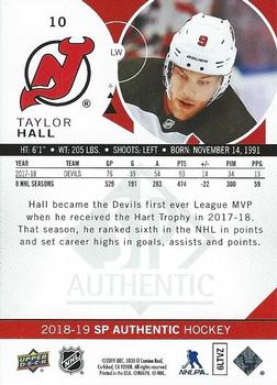 2018-19 SP Authentic #10 Taylor Hall Back