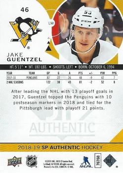 2018-19 SP Authentic #46 Jake Guentzel Back