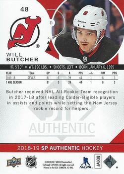 2018-19 SP Authentic #48 Will Butcher Back