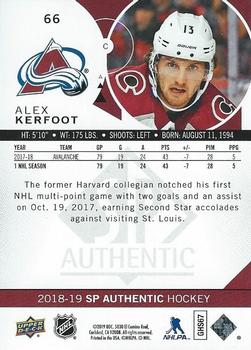 2018-19 SP Authentic #66 Alex Kerfoot Back