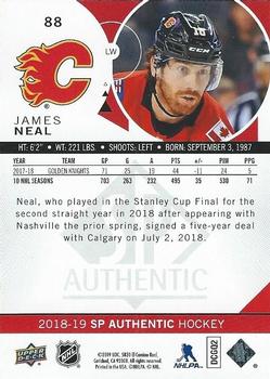 2018-19 SP Authentic #88 James Neal Back