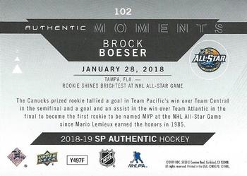 2018-19 SP Authentic #102 Brock Boeser Back
