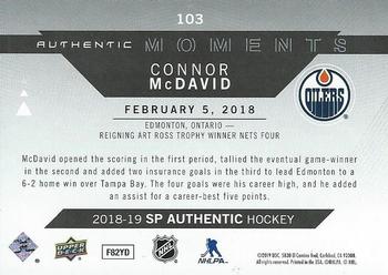 2018-19 SP Authentic #103 Connor McDavid Back