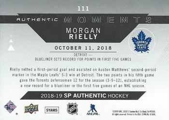 2018-19 SP Authentic #111 Morgan Rielly Back