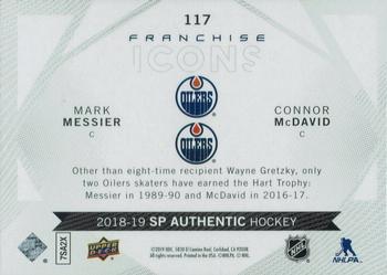 2018-19 SP Authentic #117 Mark Messier / Connor McDavid Back
