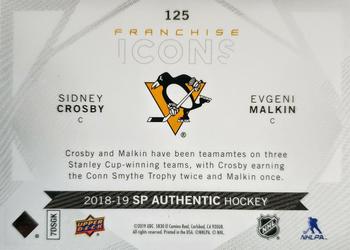 2018-19 SP Authentic #125 Sidney Crosby / Evgeni Malkin Back
