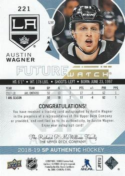 2018-19 SP Authentic #221 Austin Wagner Back