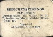1967 Coralli Hockeystjarnor (Swedish) #7-93 Ulf Rydin Back