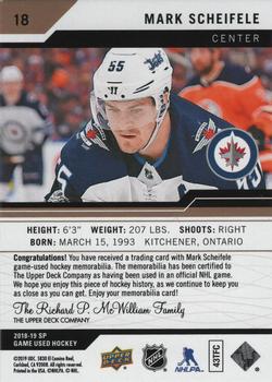 2018-19 SP Game Used - Gold Jersey Relic #18 Mark Scheifele Back