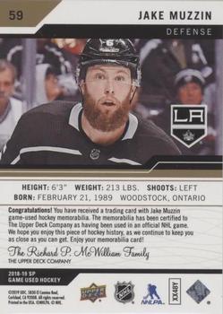 2018-19 SP Game Used - Gold Jersey Relic #59 Jake Muzzin Back