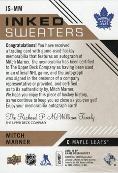 2018-19 SP Game Used - Inked Sweaters Patch #IS-MM Mitch Marner Back