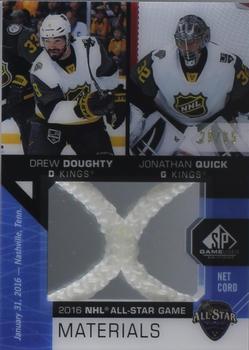 2018-19 SP Game Used - 2016 NHL All-Star Game Net Cord Duals #ASNCD-DQ Drew Doughty / Jonathan Quick Front