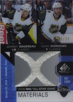 2018-19 SP Game Used - 2016 NHL All-Star Game Net Cord Duals #ASNCD-GG Johnny Gaudreau / Mark Giordano Front