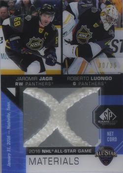 2018-19 SP Game Used - 2016 NHL All-Star Game Net Cord Duals #ASNCD-JL Jaromir Jagr / Roberto Luongo Front