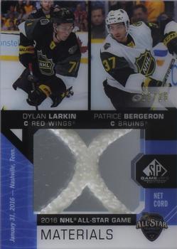 2018-19 SP Game Used - 2016 NHL All-Star Game Net Cord Duals #ASNCD-LE Dylan Larkin / Patrice Bergeron Front