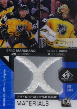 2018-19 SP Game Used - 2017 NHL All-Star Game Net Cord Duals #ASNCD-MR Brad Marchand / Tuukka Rask Front