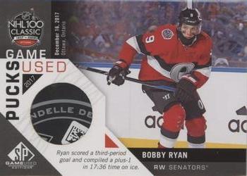 2018-19 SP Game Used - 2017 NHL 100th Classic Game-Used Pucks #NHL100-BR Bobby Ryan Front