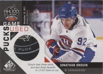 2018-19 SP Game Used - 2017 NHL 100th Classic Game-Used Pucks #NHL100-JD Jonathan Drouin Front