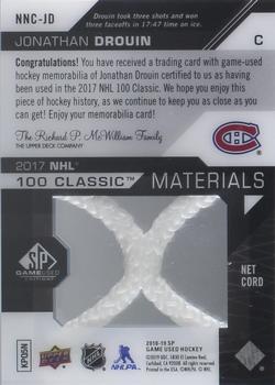 2018-19 SP Game Used - 2017 NHL 100th Classic Material Net Cords #NNC-JD Jonathan Drouin Back