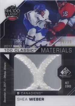 2018-19 SP Game Used - 2017 NHL 100th Classic Material Net Cords #NNC-SW Shea Weber Front