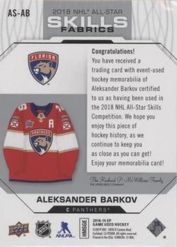 2018-19 SP Game Used - 2018 NHL All-Star Skills Fabrics #AS-AB Aleksander Barkov Back