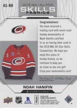2018-19 SP Game Used - 2018 NHL All-Star Skills Fabrics #AS-NH Noah Hanifin Back