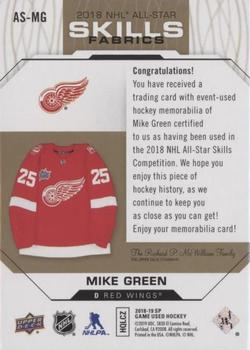 2018-19 SP Game Used - 2018 NHL All-Star Skills Fabrics Patch #AS-MG Mike Green Back