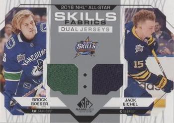2018-19 SP Game Used - 2018 NHL All-Star Skills Fabrics Dual #AS2-BE Brock Boeser / Jack Eichel Front