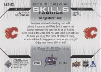 2018-19 SP Game Used - 2018 NHL All-Star Skills Fabrics Dual #AS2-GS Johnny Gaudreau / Mike Smith Back