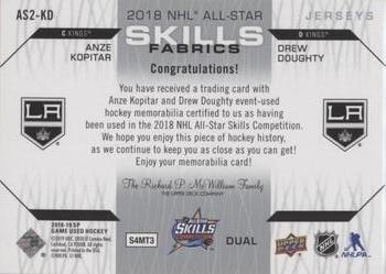 2018-19 SP Game Used - 2018 NHL All-Star Skills Fabrics Dual #AS2-KD Anze Kopitar / Drew Doughty Back