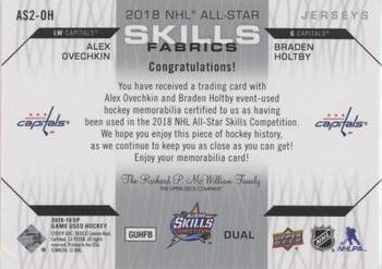 2018-19 SP Game Used - 2018 NHL All-Star Skills Fabrics Dual #AS2-OH Alexander Ovechkin / Braden Holtby Back