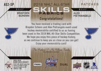 2018-19 SP Game Used - 2018 NHL All-Star Skills Fabrics Dual Patch #AS2-SP Brayden Schenn / Alex Pietrangelo Back