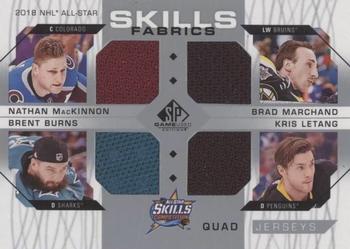 2018-19 SP Game Used - 2018 NHL All-Star Skills Fabrics Quad #AS4-VETS Nathan MacKinnon / Brad Marchand / Brent Burns / Kris Letang Front