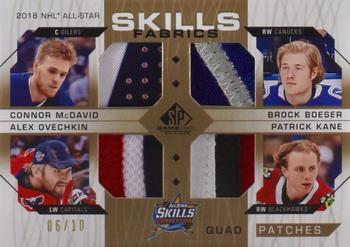 2018-19 SP Game Used - 2018 NHL All-Star Skills Fabrics Quad Patch #AS4-STARS Connor McDavid / Brock Boeser / Alex Ovechkin / Patrick Kane Front