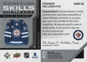 2018-19 SP Game Used - 2018 NHL All-Star Skills Relic Blends #ASRB-CH Connor Hellebuyck Back