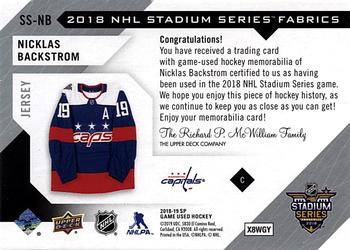 2018-19 SP Game Used - 2018 NHL Stadium Series Fabrics #SS-NB Nicklas Backstrom Back