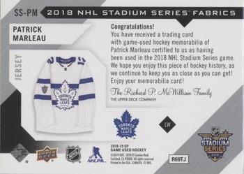 2018-19 SP Game Used - 2018 NHL Stadium Series Fabrics #SS-PM Patrick Marleau Back