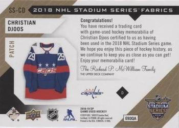 2018-19 SP Game Used - 2018 NHL Stadium Series Fabrics - Patch #SS-CD Christian Djoos Back
