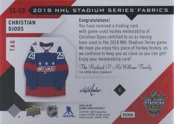 2018-19 SP Game Used - 2018 NHL Stadium Series Fabrics Tag #SS-CD Christian Djoos Back