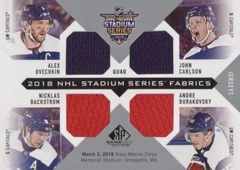 2018-19 SP Game Used - 2018 NHL Stadium Series Fabrics Quad #SS4-CAPS Alex Ovechkin / John Carlson / Nicklas Backstrom / Andre Burakovsky Front