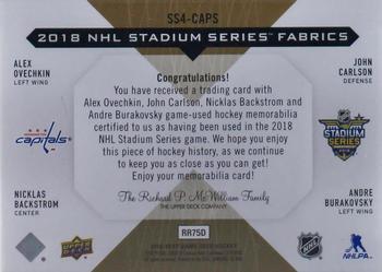 2018-19 SP Game Used - 2018 NHL Stadium Series Fabrics Quad Patch #SS4-CAPS Alex Ovechkin / John Carlson / Nicklas Backstrom / Andre Burakovsky Back